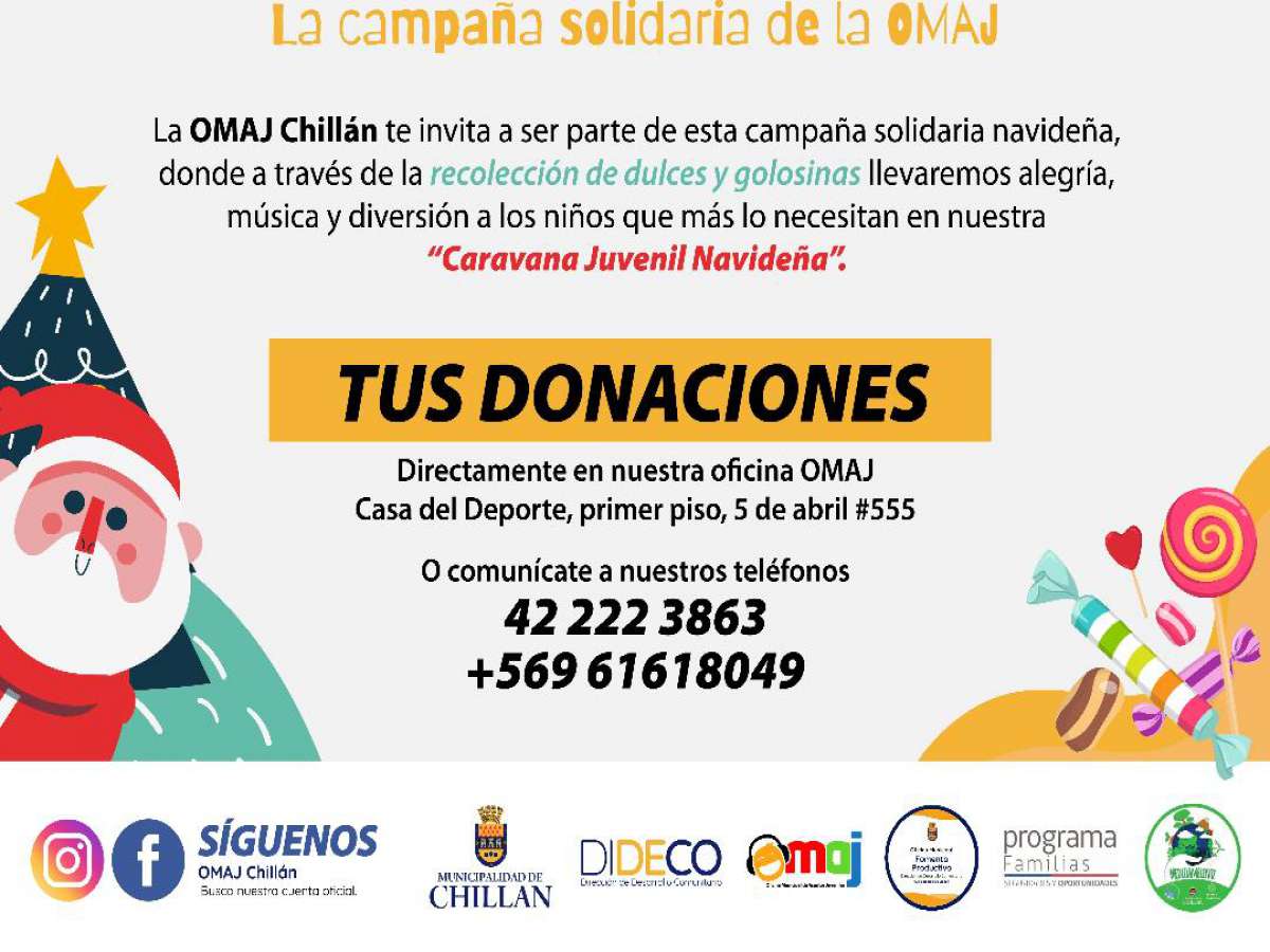 Campaña ‘Dulce Navidad’ llevará alegría a los niños y niñas más vulnerables de Chillán
