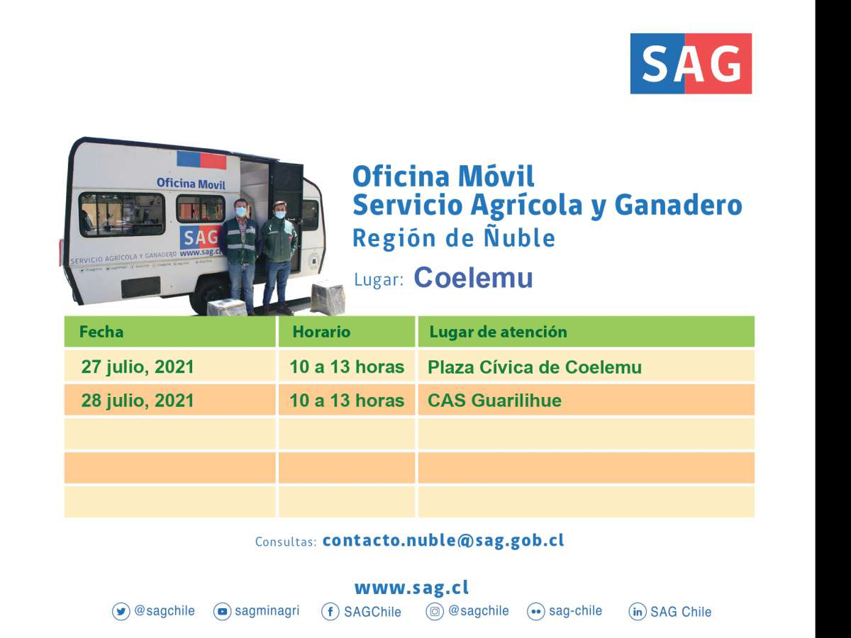 Oficina Móvil del SAG visita Coelemu y Guarilihue