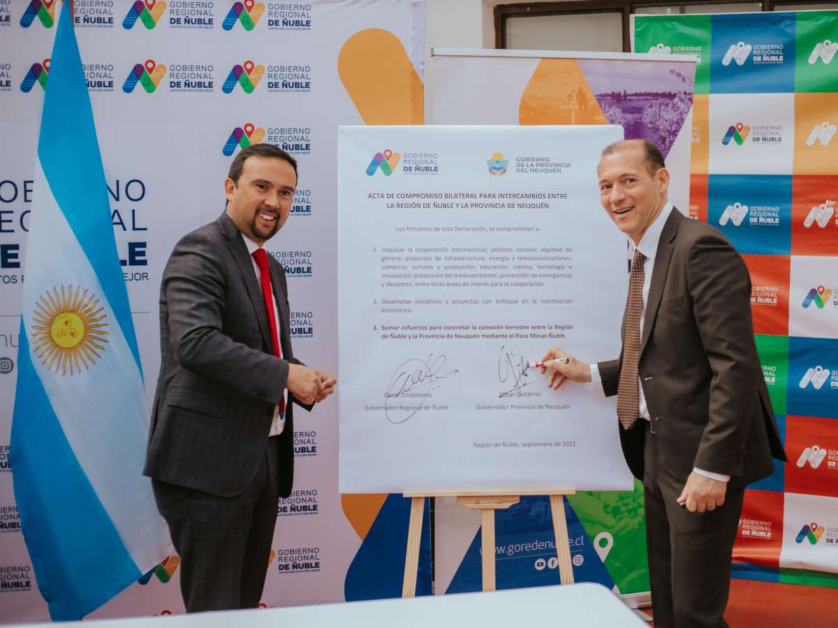 ÑUBLE Y NEUQUÉN FIRMAN COMPROMISO PARA CONCRETAR PASO MINAS-ÑUBLE